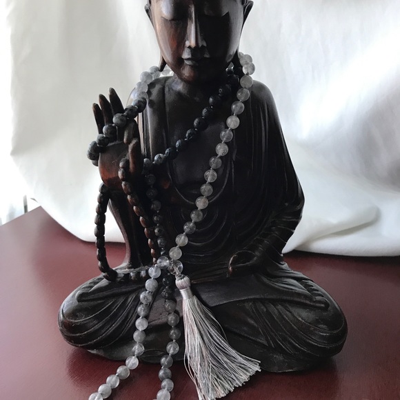 Reiki charged Labradorite and volcanic lava Mala - Picture 7 of 7